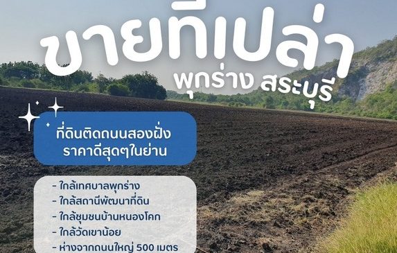 ขายที่ดินเทศบาลพุกร่าง ใกล้ชุมชนบ้านหนองโคก