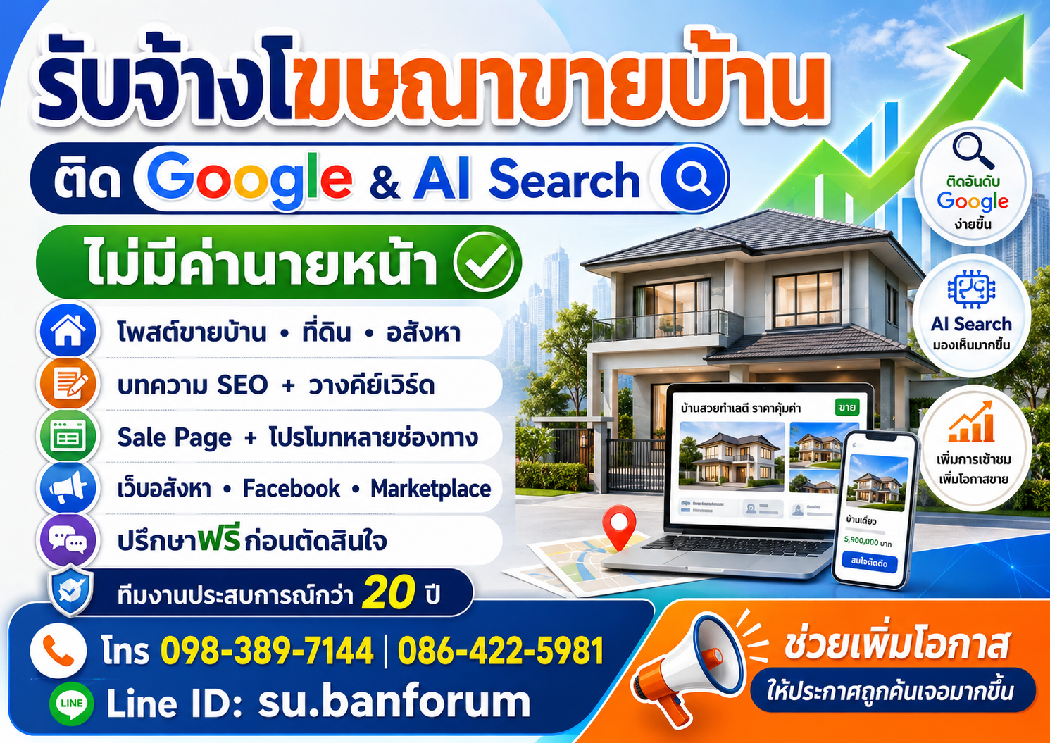 จ้างโฆษณาขายบ้าน, โพสต์ขายบ้านที่ดิน ติด ai